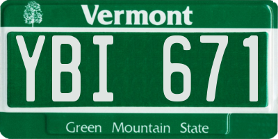 VT license plate YBI671