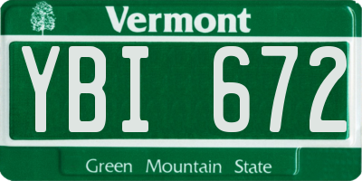 VT license plate YBI672