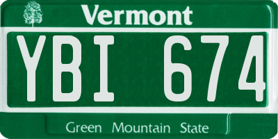 VT license plate YBI674