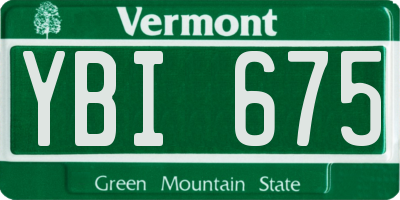 VT license plate YBI675