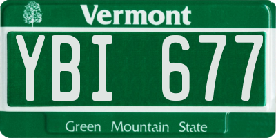 VT license plate YBI677