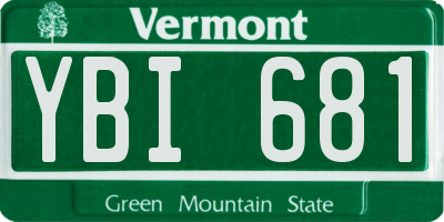 VT license plate YBI681
