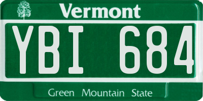 VT license plate YBI684