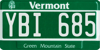 VT license plate YBI685