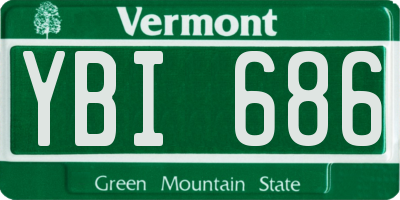 VT license plate YBI686
