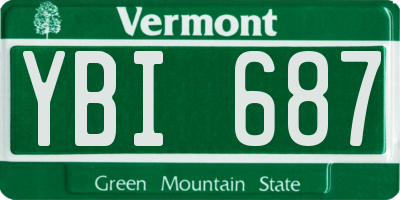 VT license plate YBI687