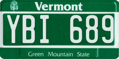 VT license plate YBI689