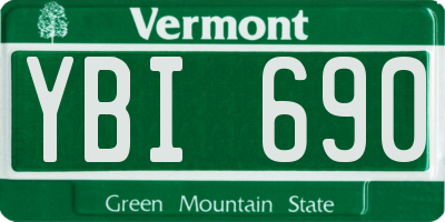VT license plate YBI690