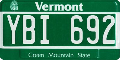 VT license plate YBI692