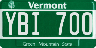 VT license plate YBI700