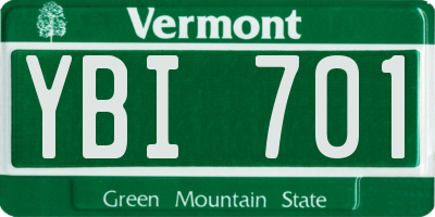 VT license plate YBI701