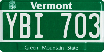VT license plate YBI703