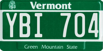 VT license plate YBI704