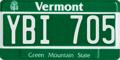 VT license plate YBI705