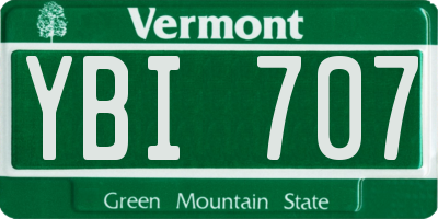 VT license plate YBI707