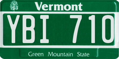 VT license plate YBI710