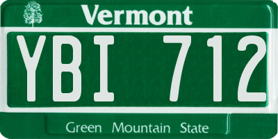 VT license plate YBI712