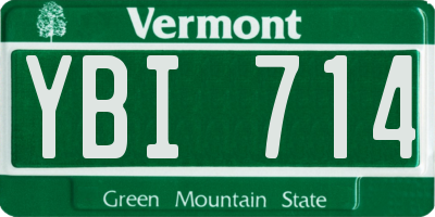 VT license plate YBI714