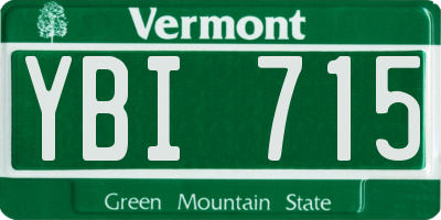 VT license plate YBI715
