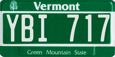 VT license plate YBI717