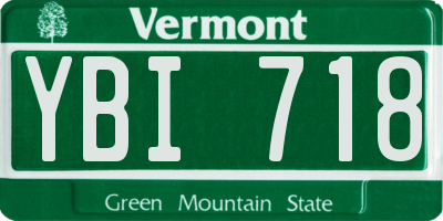 VT license plate YBI718