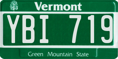 VT license plate YBI719