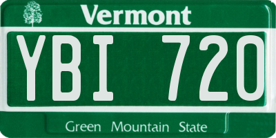 VT license plate YBI720