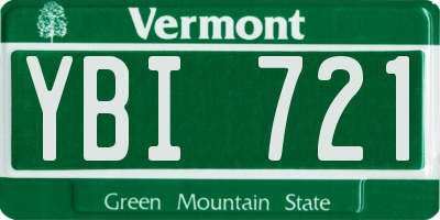 VT license plate YBI721