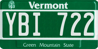 VT license plate YBI722