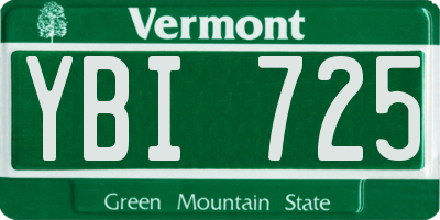 VT license plate YBI725