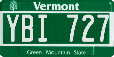 VT license plate YBI727