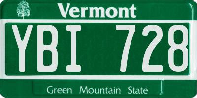 VT license plate YBI728