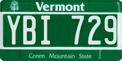 VT license plate YBI729