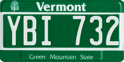 VT license plate YBI732
