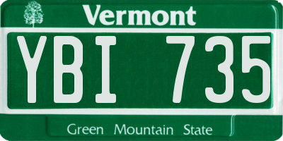 VT license plate YBI735
