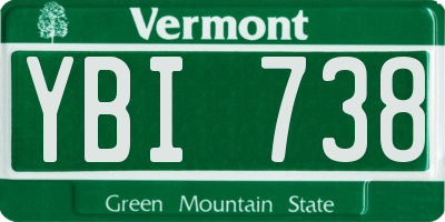 VT license plate YBI738