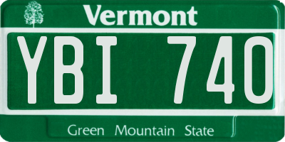 VT license plate YBI740