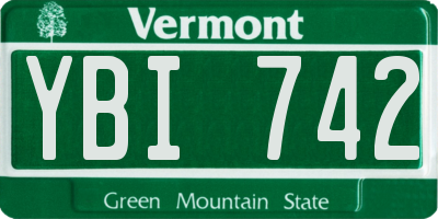 VT license plate YBI742