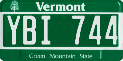 VT license plate YBI744