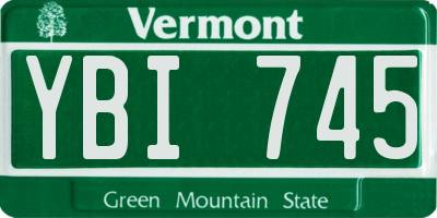 VT license plate YBI745