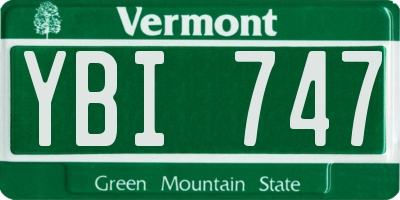 VT license plate YBI747
