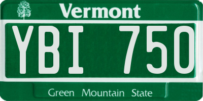VT license plate YBI750
