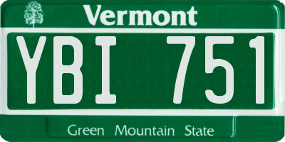 VT license plate YBI751