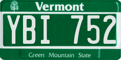VT license plate YBI752