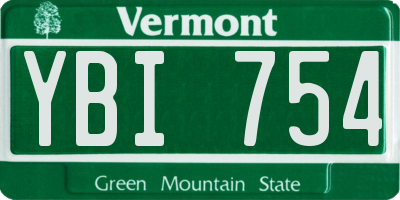 VT license plate YBI754