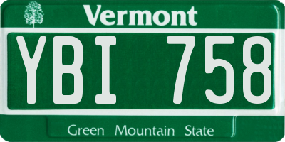 VT license plate YBI758