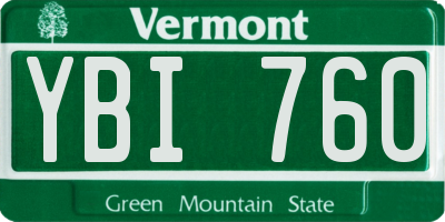 VT license plate YBI760