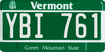 VT license plate YBI761