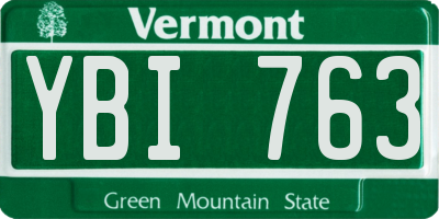 VT license plate YBI763