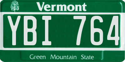 VT license plate YBI764